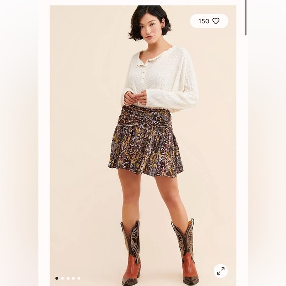 Free People Brown Snake Print Saturday Sun Mini Skirt size 6 - Picture 1 of 11
